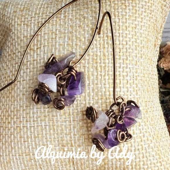 Alquimia Purple and Gold Nature-Inspired Earrings - Picture 1 of 1